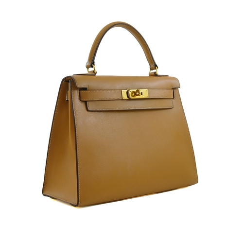 17 - Hermes Kelly 28 Natural Courchevel Handbag Hermes Kelly 28 Naturel, 28cm.     Hardware: Gold   ... 