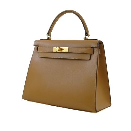 17 - Hermes Kelly 28 Natural Courchevel Handbag Hermes Kelly 28 Naturel, 28cm.     Hardware: Gold   ... 