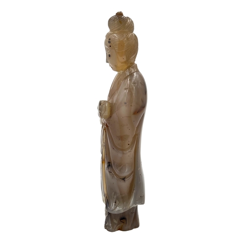 174 - A CARVED CHINESE AGATE FIGURE A CARVED CHINESE AGATE FIGURE    H: 21.5cm    ... 