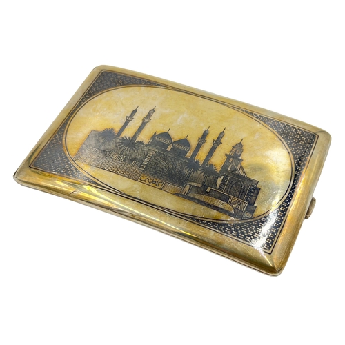 177 - IRAQI NIELLO SILVER CIGARETTE CASE, 20TH CENTURY W: 12.5cm, Weight: 160g