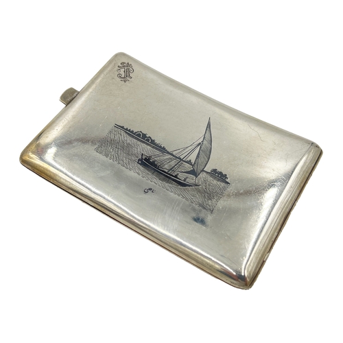 180 - IRAQI NIELLO SILVER CIGARETTE CASE, 20TH CENTURY W: 12cm, Weight: 161g