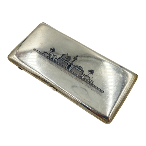 181 - IRAQI NIELLO SILVER CIGARETTE CASE, 20TH CENTURY W: 16.5cm, Weight: 253g