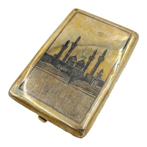 182 - SILVER AND NIELLO CIGARETTE CASE, IRAQ, 20TH CENTURY L: 12cm, Weight: 135g