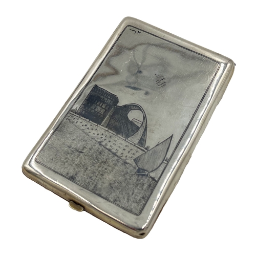 182 - SILVER AND NIELLO CIGARETTE CASE, IRAQ, 20TH CENTURY L: 12cm, Weight: 135g