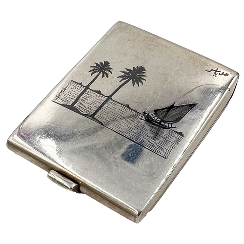 185 - SILVER AND NIELLO CIGARETTE CASE, IRAQ, 20TH CENTURY L: 5.5cm, Weight: 45g