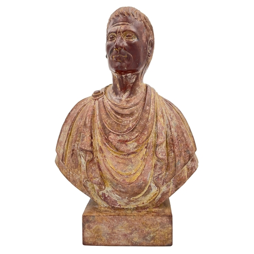 192 - A STONE BUST OF AN ANCIENT LEADER A STONE BUST OF AN ANCIENT LEADER    H: 24cm... 