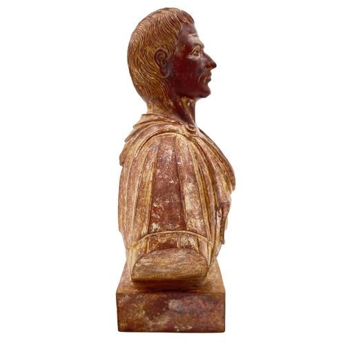 192 - A STONE BUST OF AN ANCIENT LEADER A STONE BUST OF AN ANCIENT LEADER    H: 24cm... 