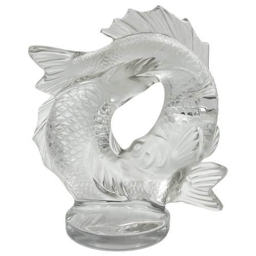 193 - LARGE DOUBLE FISH SCULPTURE BY LALIQUE LARGE DOUBLE FISH SCULPTURE BY LALIQUE     H: 29cm ... 