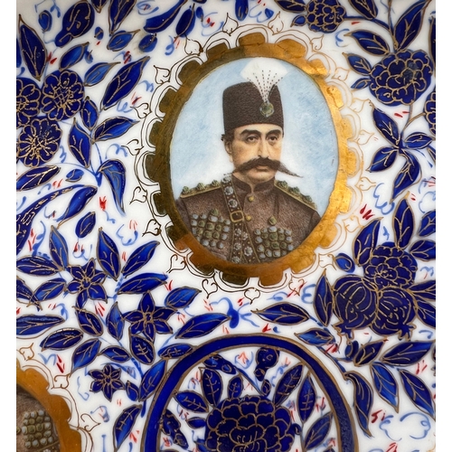 207 - QAJAR PORCELIAN PLATE DEPICTS NASIR ALDIN SHAH QAJAR PORCELIAN PLATE DEPICTS NASIR ALDIN SHAH  ... 