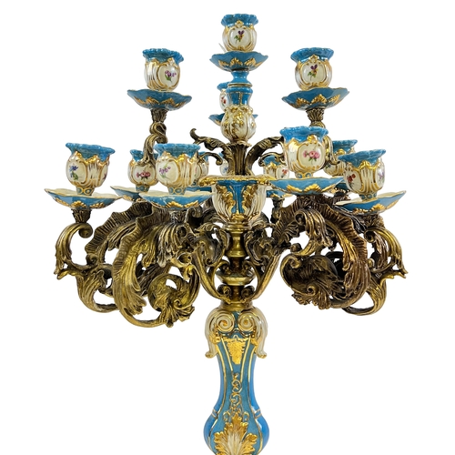 209 - PAIR OF SKY BLUE SEVRES STYLE CANDELABRASÃÂ  PAIR OF SKY BLUE SEVRES STYLE CANDELABRAS     H: ... 