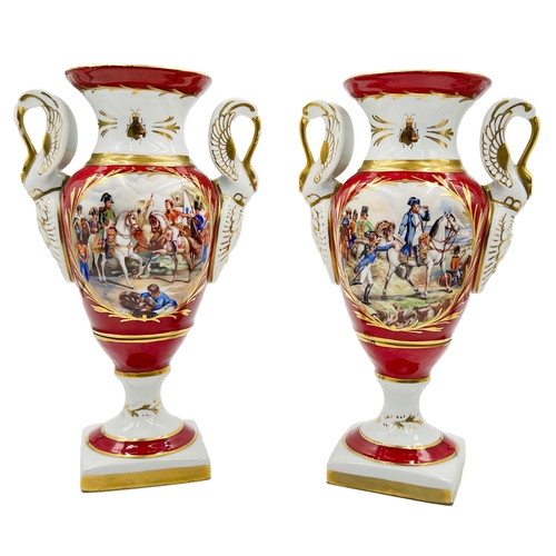 212 - PAIR OF EMPIRE STYLE PORCELAIN VASES PAIR OF EMPIRE STYLE PORCELAIN VASES    H: 32.5cm    ... 