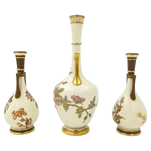 213 - SET OF THREE ROYAL WORCESTER PORCELAIN VASES SET OF THREE ROYAL WORCESTER PORCELAIN VASES    Largest... 