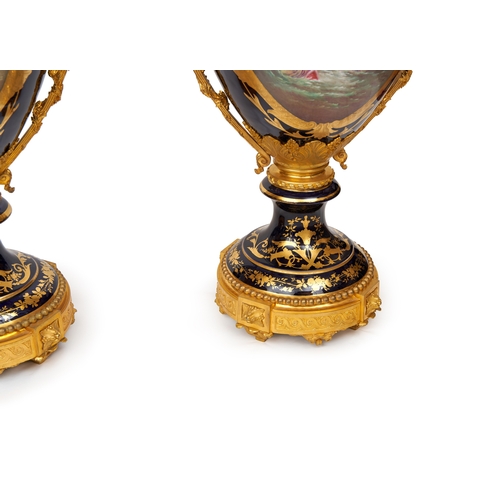 214 - A LARGE PAIR OF FRENCH SEVRES STYLE VASES, 19TH CENTURY A LARGE PAIR OF FRENCH SEVRES STYLE VASES   ... 