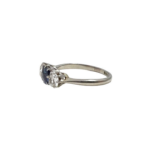 23 - Sapphire and Diamond Platinum Ring    Sapphire and Diamond Platinum Ring               HALLMARK... 