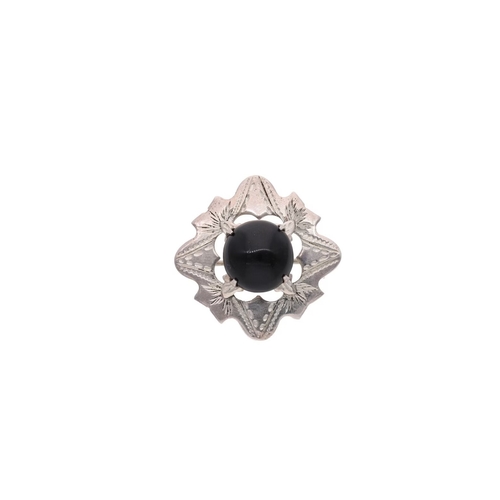 27 - Vintage Sterling Silver and Black Gem Brooch, Birmingham 1974. Vintage Sterling Silver and Black Gem... 