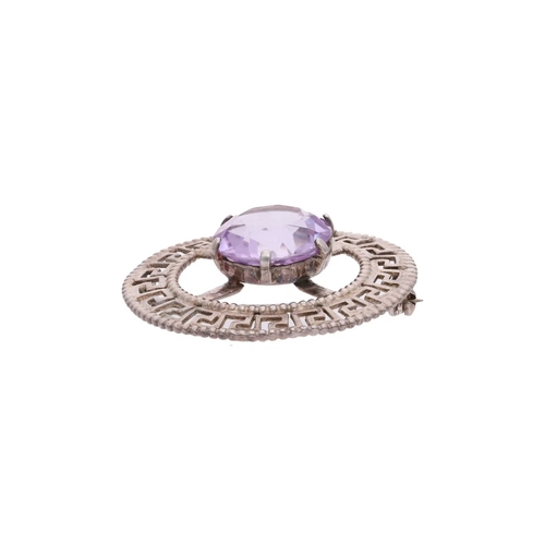 35 - Scottish Sterling Silver and Amethyst Brooch, Edinburgh 1961 Scottish Sterling Silver and Amethyst B... 