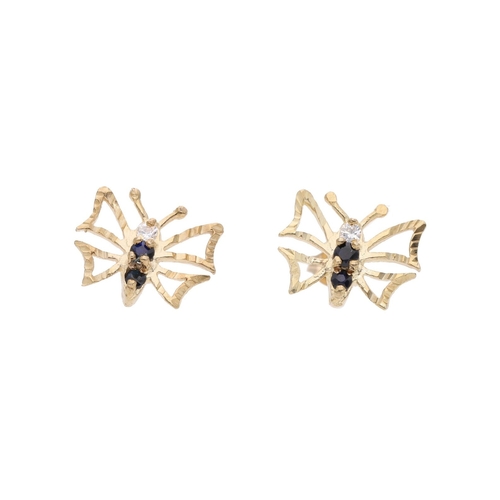 39 - 9ct Gold Black Gem Butterfly Earrings 9ct Gold Black Butterfly Earrings, DO NOT COME WITH ONE BUTTER... 