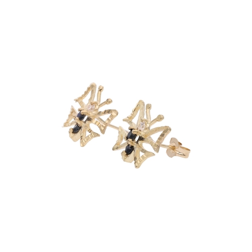 39 - 9ct Gold Black Gem Butterfly Earrings 9ct Gold Black Butterfly Earrings, DO NOT COME WITH ONE BUTTER... 