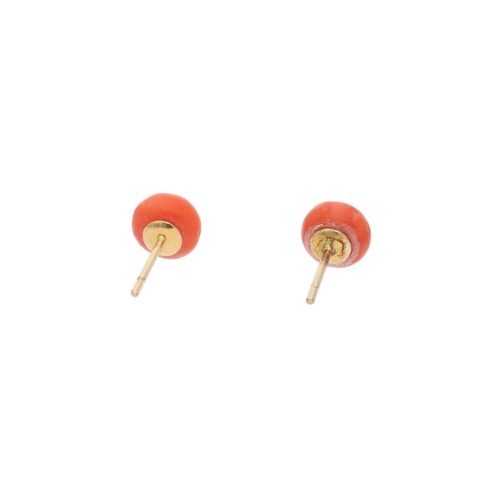 50 - 9ct Gold and Coral Stud Earrings. 9ct Gold and Coral Studd Earrings.            HALLMARKS: marked fo... 