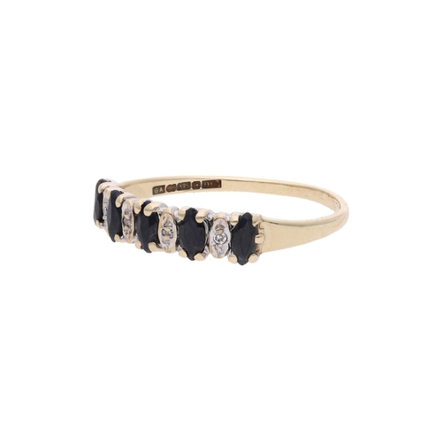 71 - 9ct Gold Sapphire and Diamond Half Eternity Ring, Size M 1/2. 9ct Gold Sapphire and Diamond Half Ete... 