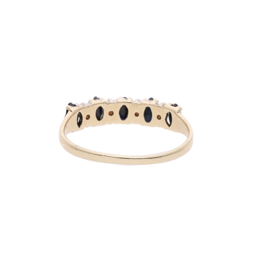 71 - 9ct Gold Sapphire and Diamond Half Eternity Ring, Size M 1/2. 9ct Gold Sapphire and Diamond Half Ete... 