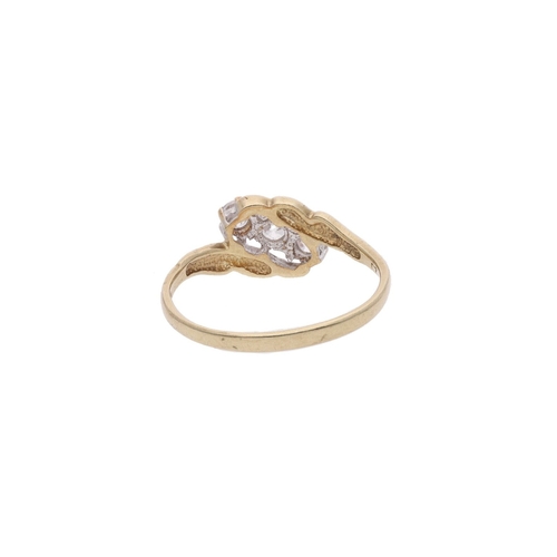 77 - 9ct Gold and Cubic Zirconia Three Stone Ring, Size P. 9ct Gold and Cubic Zirconia Three Stone Ring. ... 