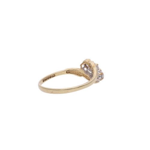 77 - 9ct Gold and Cubic Zirconia Three Stone Ring, Size P. 9ct Gold and Cubic Zirconia Three Stone Ring. ... 