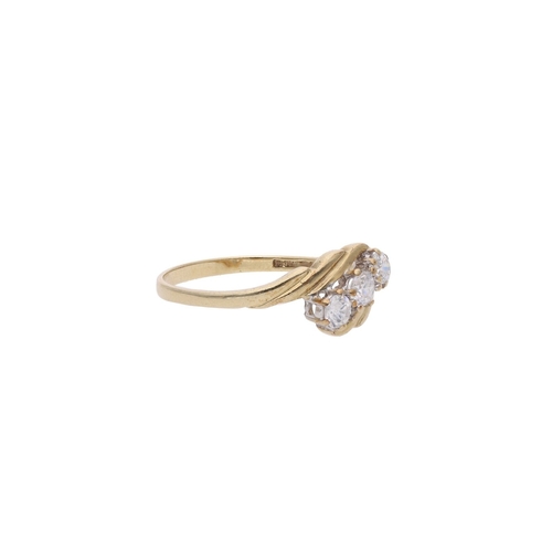 77 - 9ct Gold and Cubic Zirconia Three Stone Ring, Size P. 9ct Gold and Cubic Zirconia Three Stone Ring. ... 