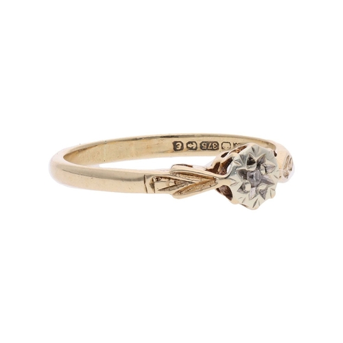 79 - 9ct Gold and Diamond Single Stone Ring, Size M. 9ct Gold and Diamond Single Stone Ring            HA... 