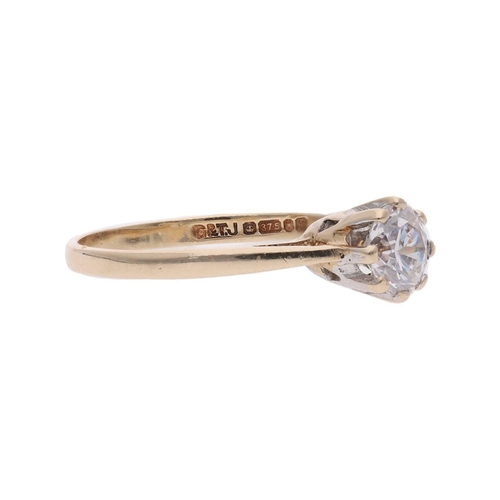 82 - 9ct Gold and Cubic Zirconia Solitaire Ring, Size H. 9ct Gold and Cubic Zirconia Solitaire Ring.     ... 