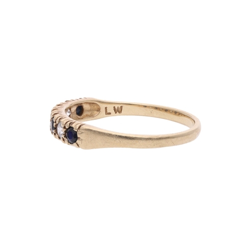 95 - 9ct Gold Sapphire and Cz Half Eternity Ring, Size 6.5 | M 1/2  9ct Gold Sapphire and Cz Half Et... 