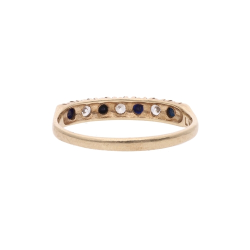 95 - 9ct Gold Sapphire and Cz Half Eternity Ring, Size 6.5 | M 1/2  9ct Gold Sapphire and Cz Half Et... 