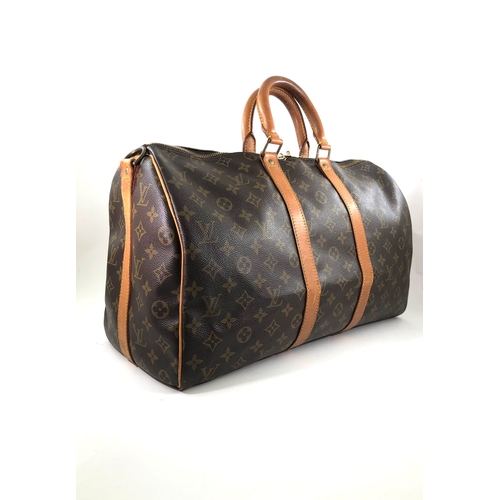 10 - Louis Vuitton Keepall Bag Louis Vuitton Keepall, 45cm.     Hardware: Gold    Leather: Leather... 