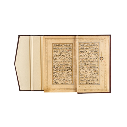 112 - AN ILLUMINATED QURAN, INDIA, MUGHAL, 19TH CENTURY This exquisitely illuminated 19th century Quran, f... 