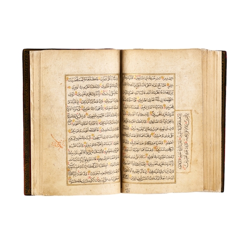 113 - ILLUMINATED SAFAVID/OTTOMAN QURAN SIGNED MOHAMMED AMIN BIN AHMAD AL-MAKI AL-KASHANI, DATED AH 918 / ... 