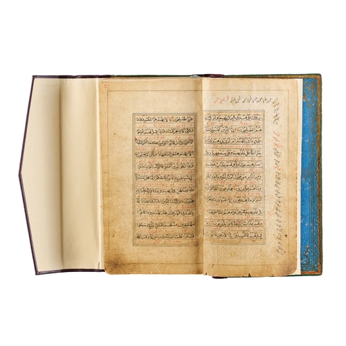 115 - AN ILLUMINATED INDIAN QURAN, 19TH CENTURY A 19th-century Indian Quran, with richly decorated borders... 