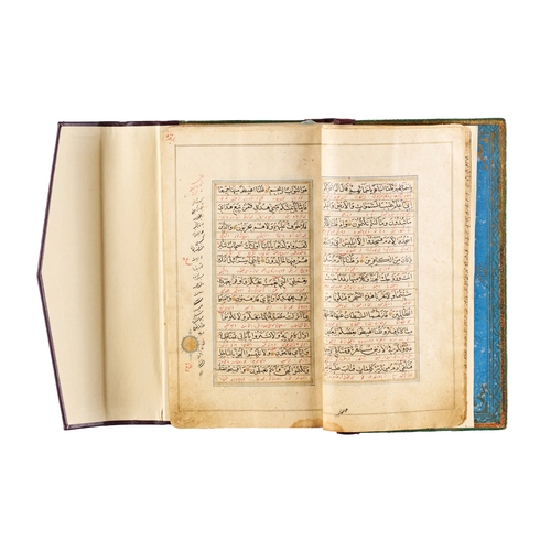 115 - AN ILLUMINATED INDIAN QURAN, 19TH CENTURY A 19th-century Indian Quran, with richly decorated borders... 