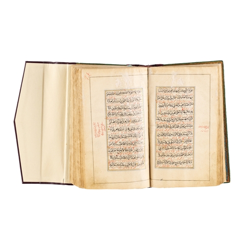 115 - AN ILLUMINATED INDIAN QURAN, 19TH CENTURY A 19th-century Indian Quran, with richly decorated borders... 