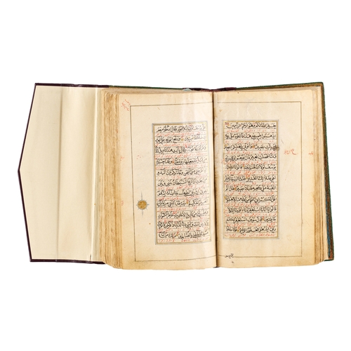 115 - AN ILLUMINATED INDIAN QURAN, 19TH CENTURY A 19th-century Indian Quran, with richly decorated borders... 