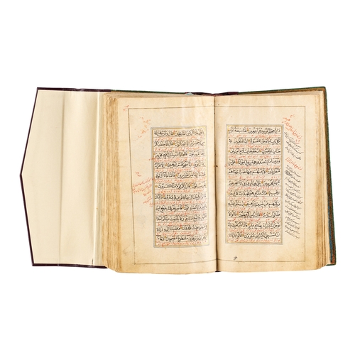 115 - AN ILLUMINATED INDIAN QURAN, 19TH CENTURY A 19th-century Indian Quran, with richly decorated borders... 