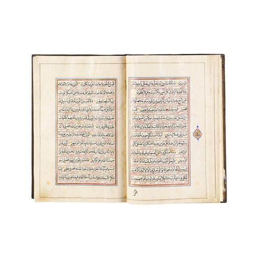 117 - A LARGE ILLUMINATED QURAN, QAJAR, 19TH CENTURY A 19th-century Qajar Quran features elaborate, illumi... 