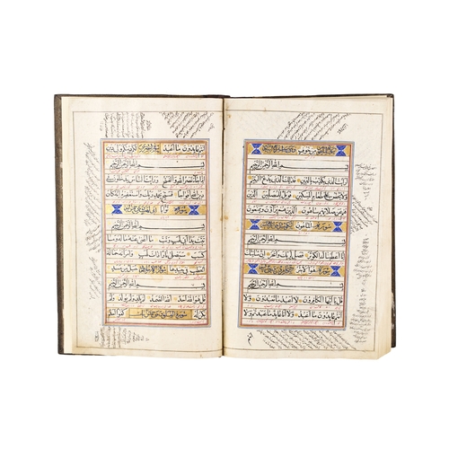 117 - A LARGE ILLUMINATED QURAN, QAJAR, 19TH CENTURY A 19th-century Qajar Quran features elaborate, illumi... 