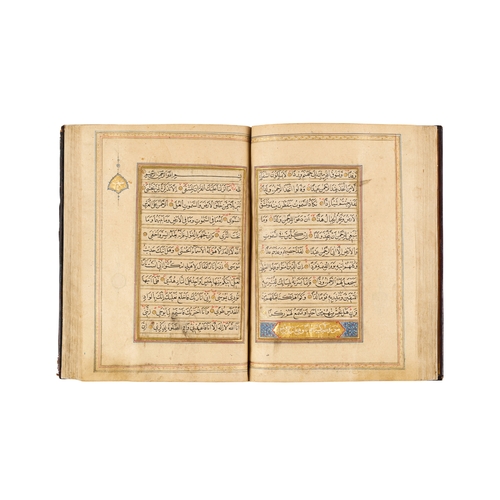 119 - A LARGE ILLUMINATED MUGHAL QURAN WITH SEAL OF MUTAMAD AL-SULTAN MUZAFFAR AL-DIN SHAH This impressive... 