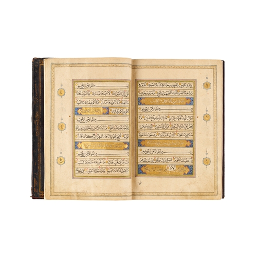 119 - A LARGE ILLUMINATED MUGHAL QURAN WITH SEAL OF MUTAMAD AL-SULTAN MUZAFFAR AL-DIN SHAH This impressive... 