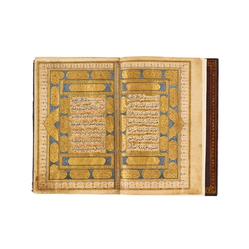 119 - A LARGE ILLUMINATED MUGHAL QURAN WITH SEAL OF MUTAMAD AL-SULTAN MUZAFFAR AL-DIN SHAH This impressive... 