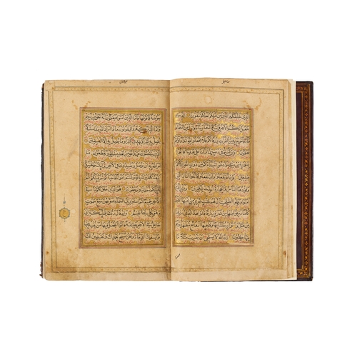 119 - A LARGE ILLUMINATED MUGHAL QURAN WITH SEAL OF MUTAMAD AL-SULTAN MUZAFFAR AL-DIN SHAH This impressive... 