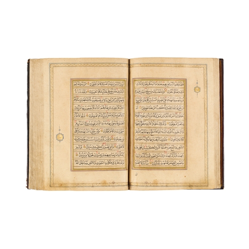 119 - A LARGE ILLUMINATED MUGHAL QURAN WITH SEAL OF MUTAMAD AL-SULTAN MUZAFFAR AL-DIN SHAH This impressive... 