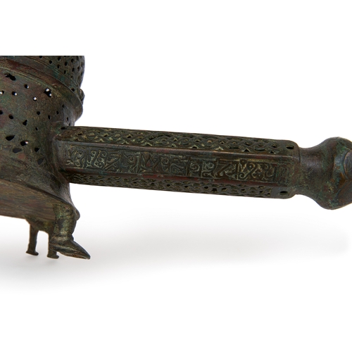 158 - A RARE FATIMID BRONZE INCENSE BURNER, EGYPT, 10TH-12TH CENTURY This exceptional bronze incense burne... 