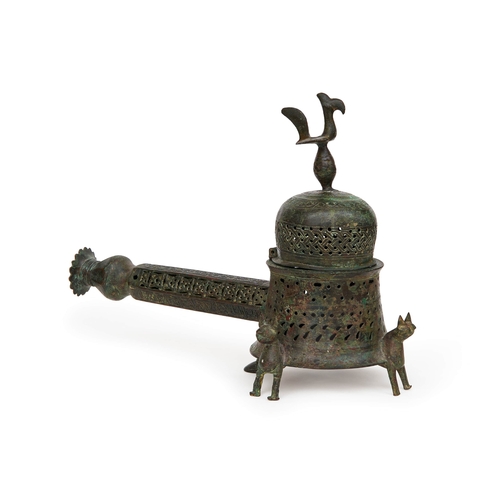 158 - A RARE FATIMID BRONZE INCENSE BURNER, EGYPT, 10TH-12TH CENTURY This exceptional bronze incense burne... 