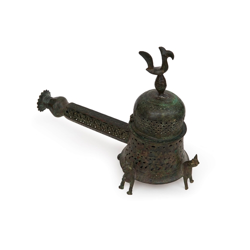 158 - A RARE FATIMID BRONZE INCENSE BURNER, EGYPT, 10TH-12TH CENTURY This exceptional bronze incense burne... 